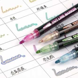 12pcs Highlighter Pen Outline Marker