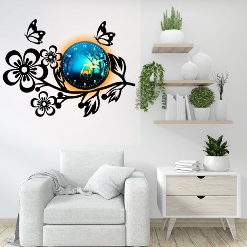 3d Wooden Flower Clock With Esthetic Dial Wall Clock | Best Quality Wall Clock For Home Decor | Home Decor Clock 25 Inch