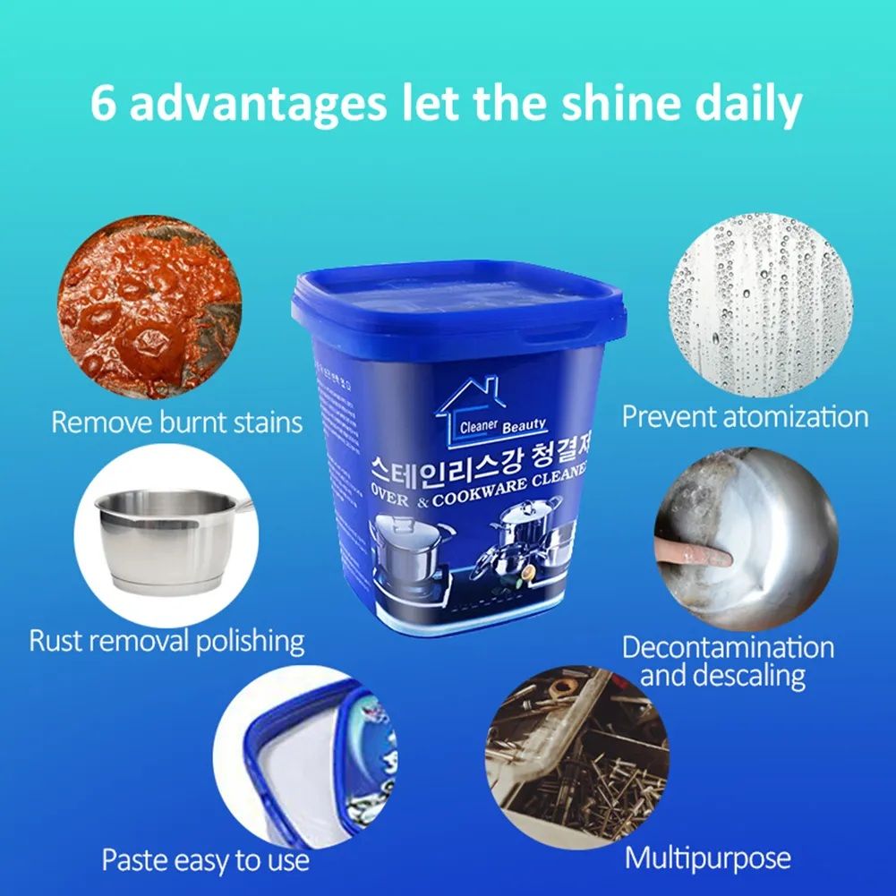 Rust Cream Powerful Stainless Steel Cookware Cleaning Paste Household Kitchen Cleaner Washing Pot Bottom Scale Strong Cream