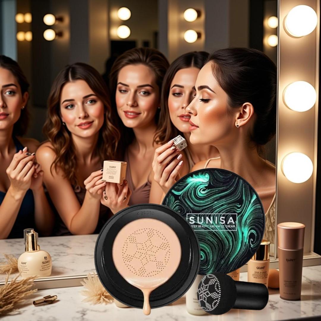 original SUNISA FOUNDATION MAQUILLAJE SUNISA AIR CUSHIONS MUSHROOM HEAD BASE CREAM CC BB CARE RADIANT MOISTURIZING FOUNDATION OIL CONTROL