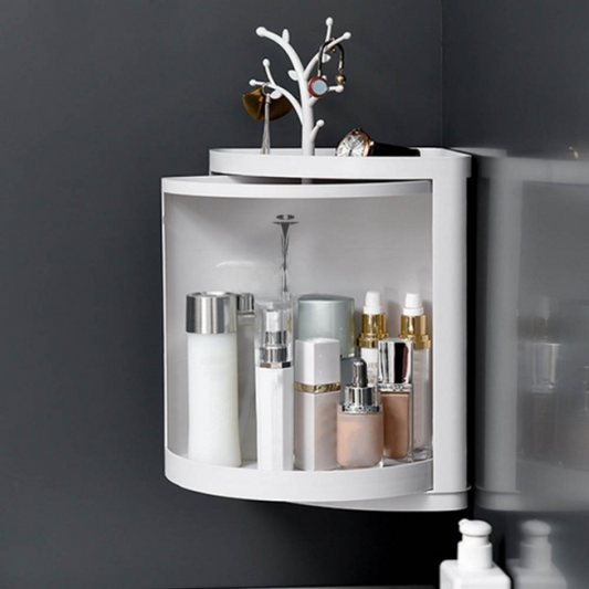 360° Rotatable Corner Bathroom Storage Organizer Dustproof Cosmetic Cabinet(random Color)