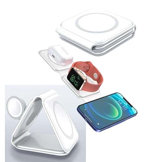 3 in 1 Magnetic Foldable Wireless Charging Station 15W Fast Charger for iPhone, AirPods & Smartwatch